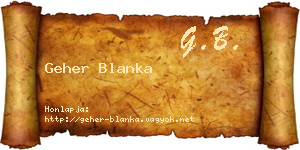 Geher Blanka névjegykártya